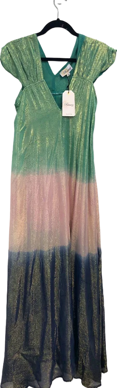 ladies-maxi-dress-shift-shimmer-LAW & CO Green Multi-Colour Maxi Dress UK 12/14