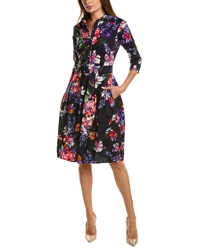 Women's shirt dress hot flair -Samantha Sung Audrey 1 3/4-Sleeve Shirtdress