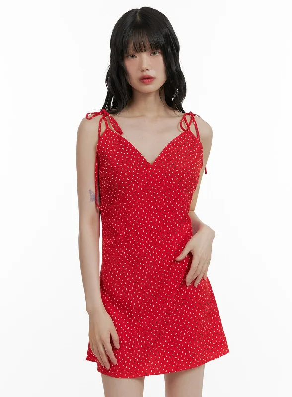 ladies-mini-dress-polka-pop-Ribbon Strap Polka Dot Mini Dress CU410