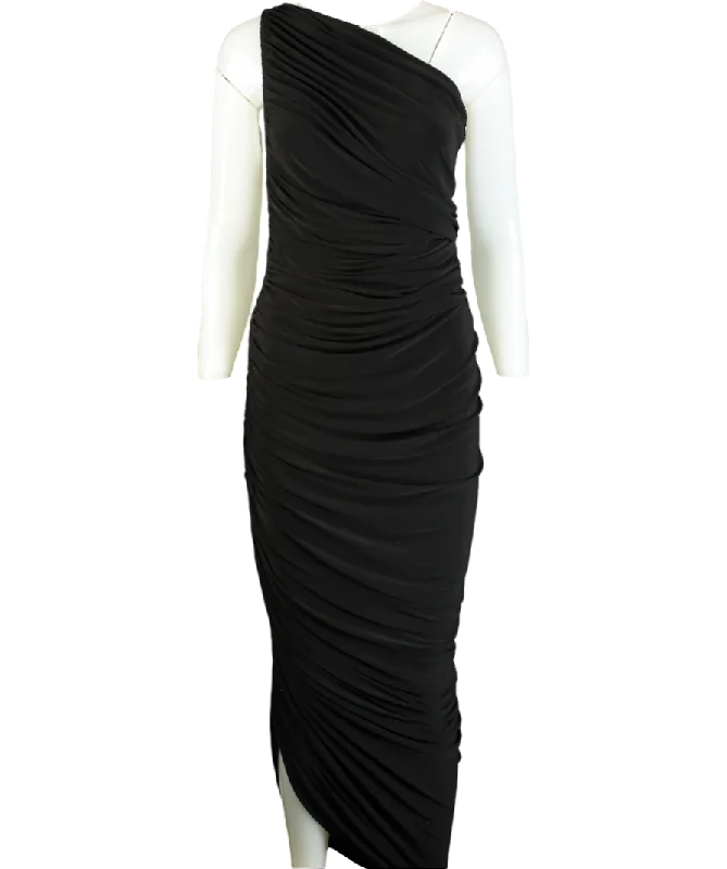 ladies-maxi-dress-dainty-dusk-Norma Kamali Black Diana One-shoulder Stretch-jersey Maxi Dress UK XS