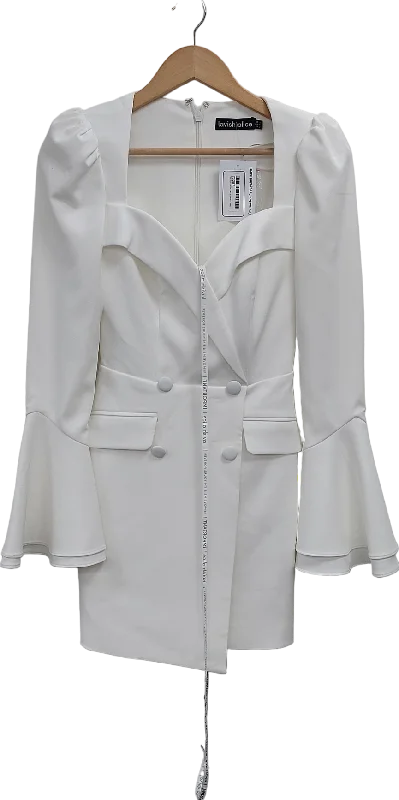 Women's flare dress retro -Lavish Alice White Arabella Flared Sleeve Blazer Dress UK 6