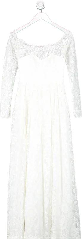 ladies-maxi-dress-dainty-dusk-ASOS White Bridal Long Sleeve Lace Maxi Wedding Dress UK 8