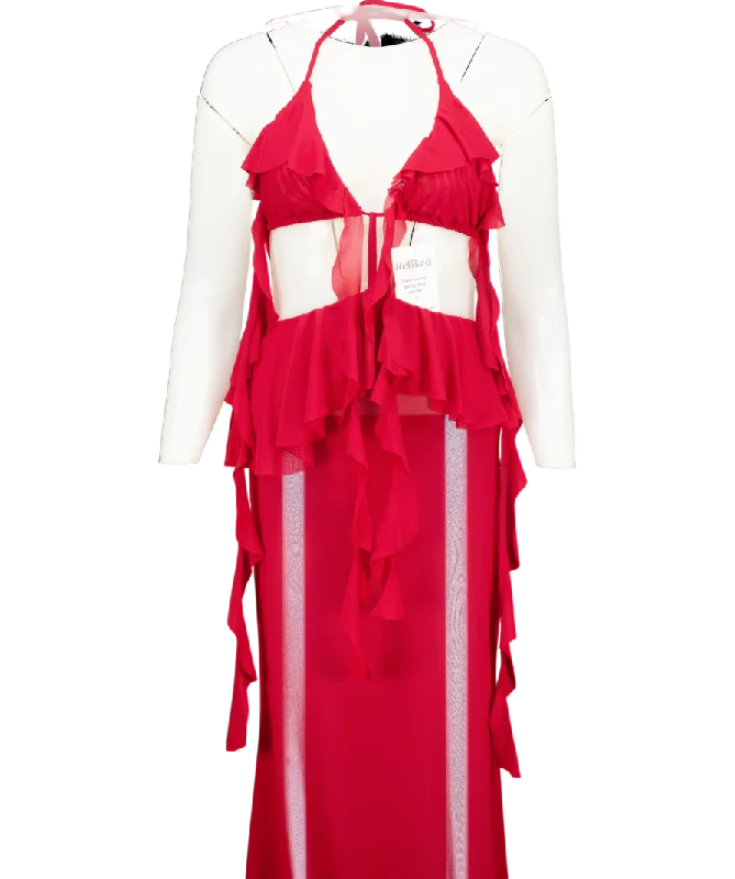 ladies-maxi-dress-mesh-muse-Natalie Rolt Red Ariel Maxi Dress UK 6