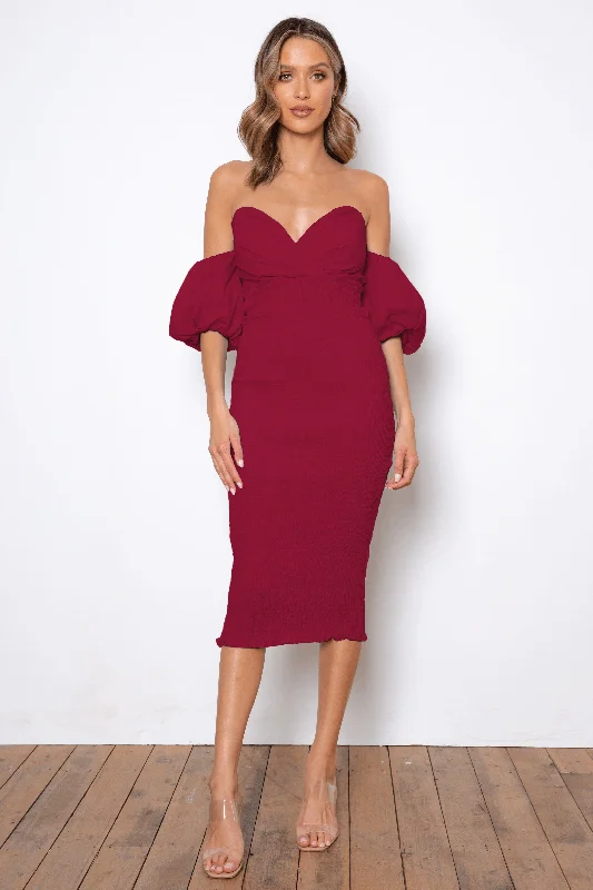 Women's midi dress bud pop -Sweetie Midi Dress - Burgundy