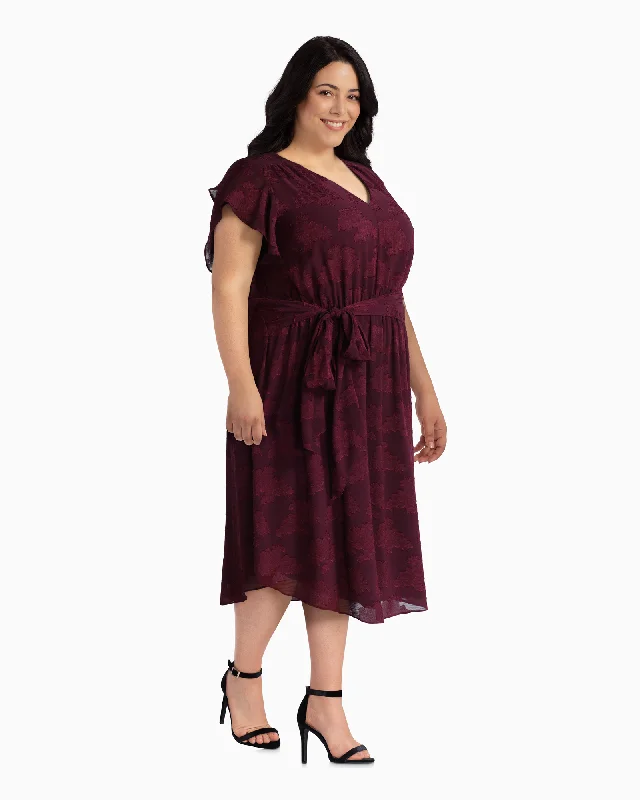 Women's midi dress hub flair -Esme Midi Dress | Burgundy