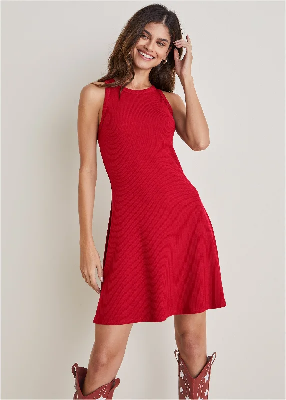 Women's flare dress interview -Flexrib Fit And Flare Dress - Red