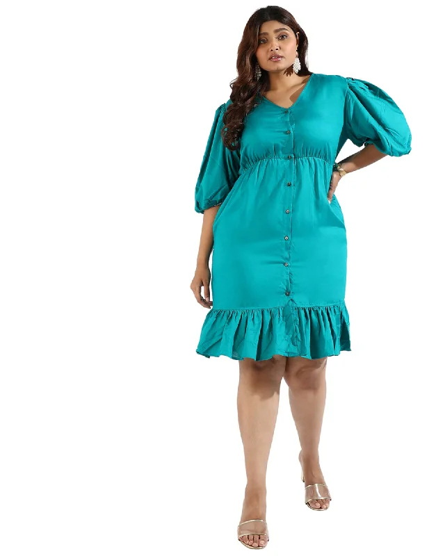 Women's flare dress dreamy -Teal Fit and Flare Dress | Teal