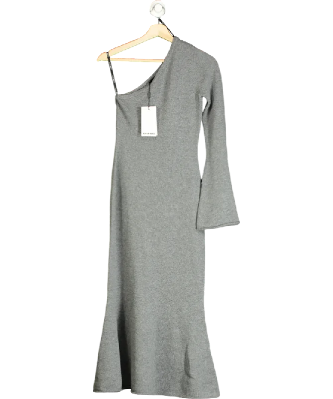 Women's flare dress two-tone -Lavish Alice Huda Knitted Asymmetric Fit & Flare Midi Dress In Grey UK 6