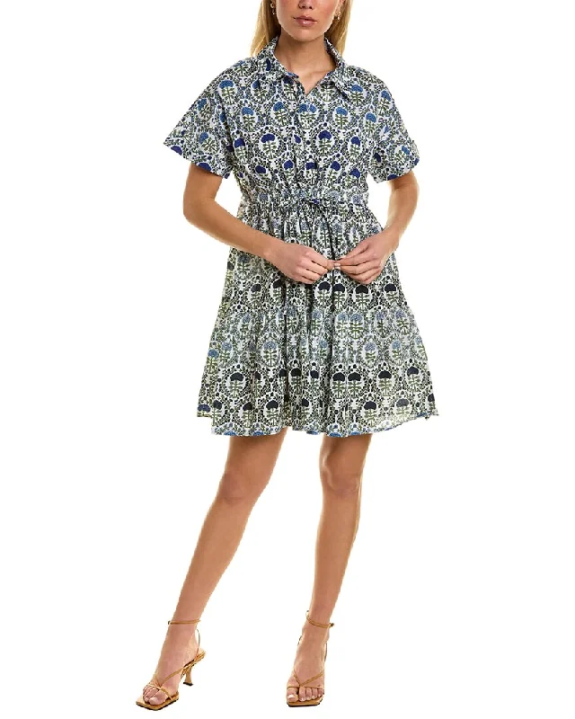 Women's shirt dress hem pop -Ro’s Garden Jade Shirtdress