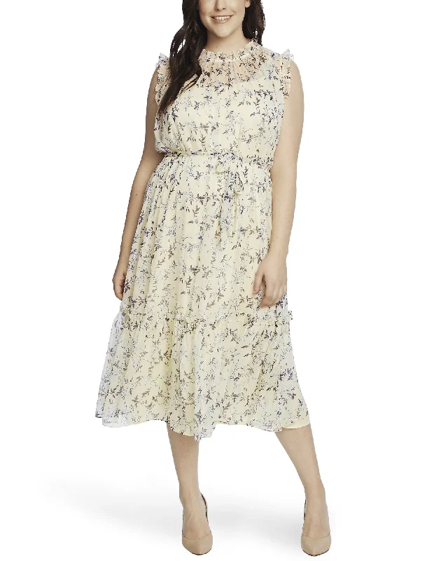 Women's midi dress petal glow -Jessie Ruffled Midi Dress | 702-LEMONADE