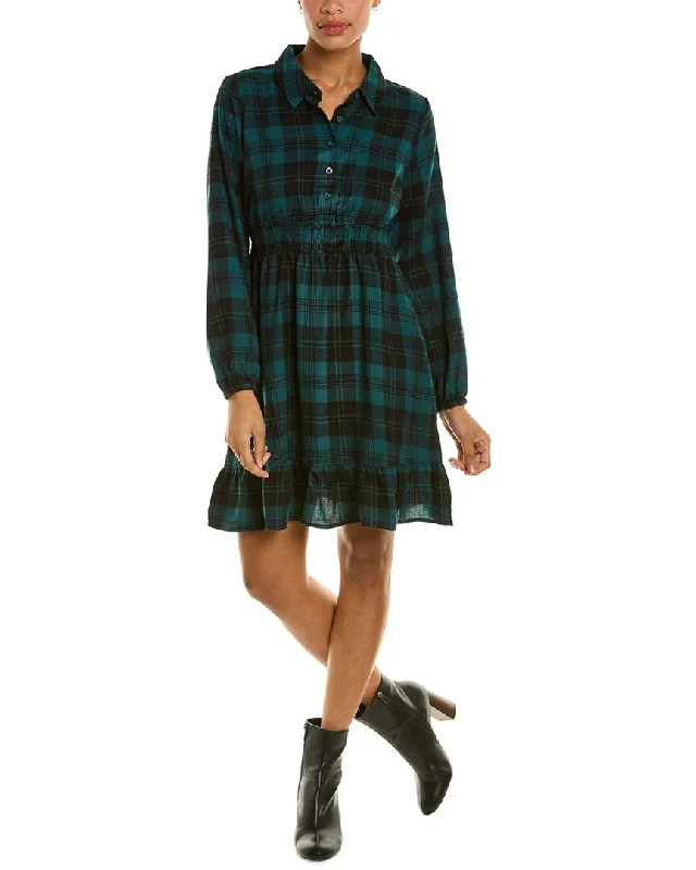 Women's shirt dress tiny flair -Lucky Brand Plaid Shirt Dress