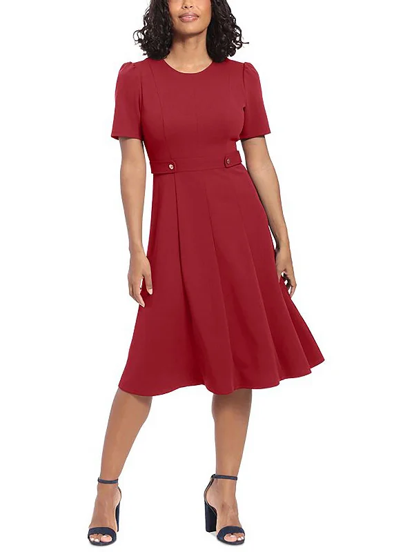 Women's flare dress spring -Plus Womens Cocktail Midi Fit & Flare Dress