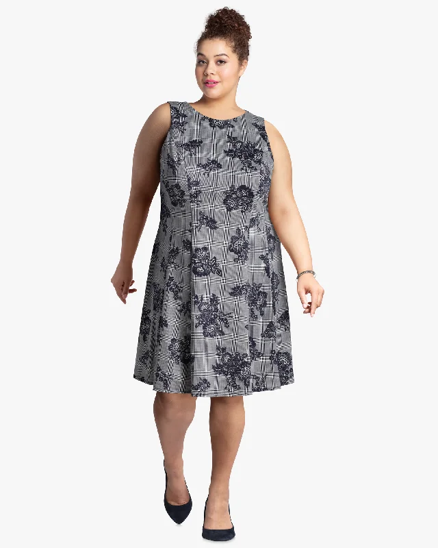 Women's flare dress breathable -Lobelia Fit and Flare Dress | Navy / Light Grey