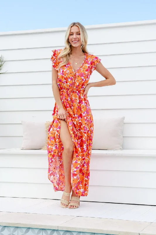 ladies-maxi-dress-magenta-muse-Sunburst Maxi Dress - Flower