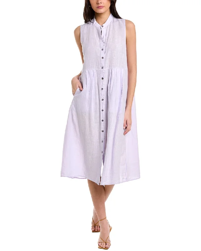 Women's shirt dress wing pop -EILEEN FISHER Mandarin Collar Linen Shirtdress