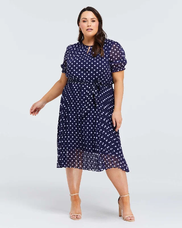 Women's midi dress snag pop -Spot Midi Dress | Navy/Milk