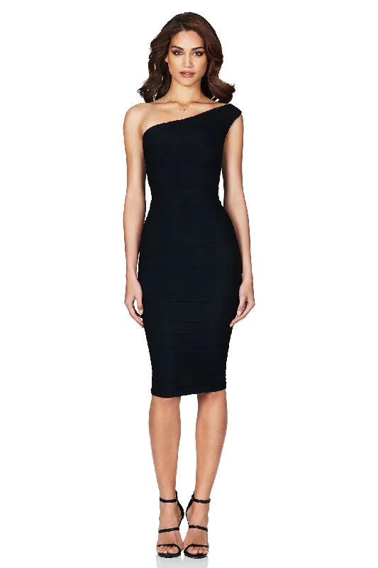 Women's midi dress hub flair -INSPIRE ONE SHOULDER MIDI