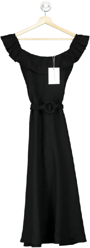 ladies-maxi-dress-cut-out-charm-Maia Bergman Black Off-Shoulder Maxi Dress UK XS