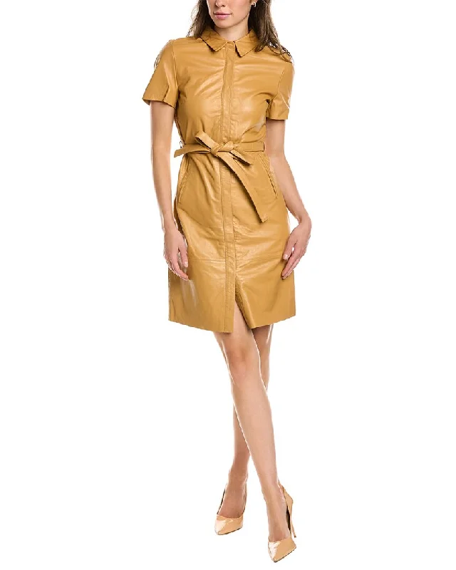 Women's shirt dress task flair -Walter Baker Chloe Leather Shirtdress