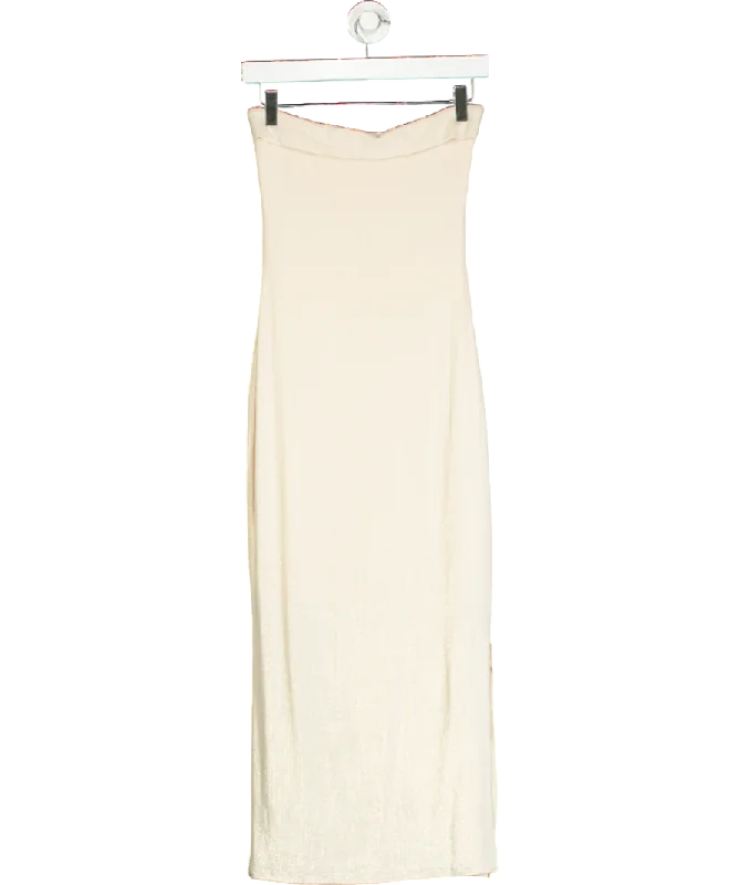 ladies-maxi-dress-glitter-gleam-SDeer Cream Tube Maxi Dress UK S