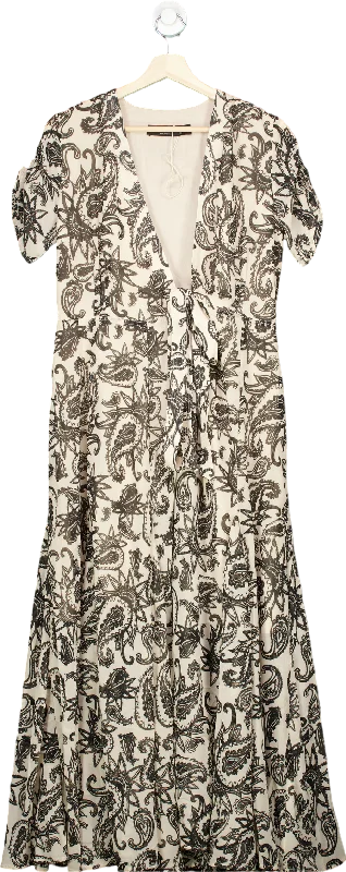 ladies-maxi-dress-statement-sweep-Religion Black and White Paisley Print Maxi Dress UK XS