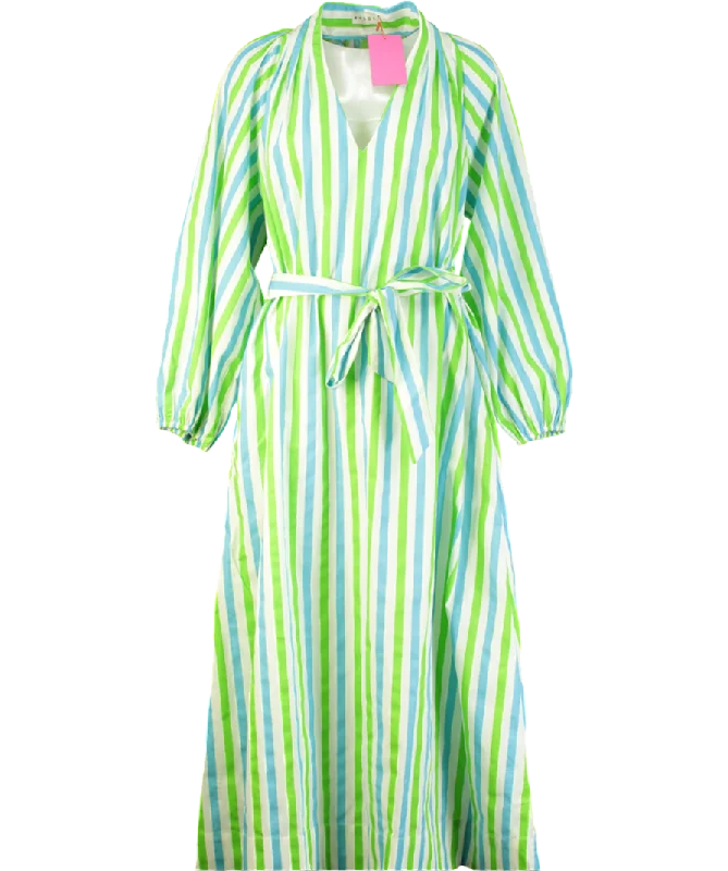 ladies-maxi-dress-caramel-charm-Rhode Resort Green Striped Rio Maxi Dress UK S