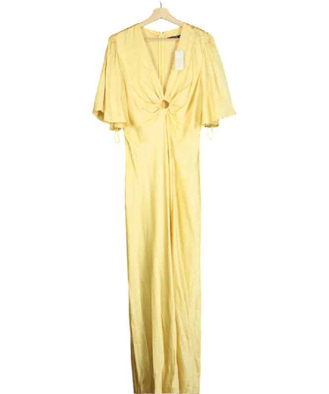 ladies-maxi-dress-relaxed-ripple-Abercrombie & Fitch Yellow O-ring Maxi Dress UK L