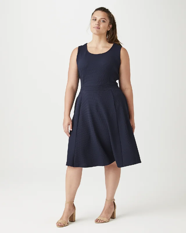 Women's flare dress neon -Ortiga Fit and Flare Dress | Navy