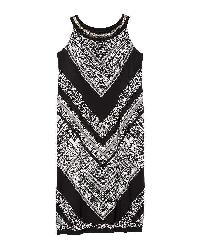 ladies-maxi-dress-tie-dye-twist-Holland Halter Maxi Dress | Black / White