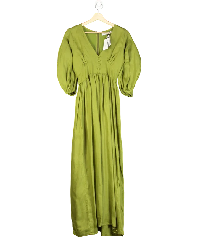 ladies-maxi-dress-formal-flair-Faithful The Brand Green Clemente Linen Maxi Dress UK XS