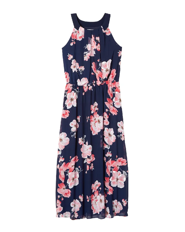 ladies-maxi-dress-silk-sweep-Cambon Maxi Dress | Navy / Pink