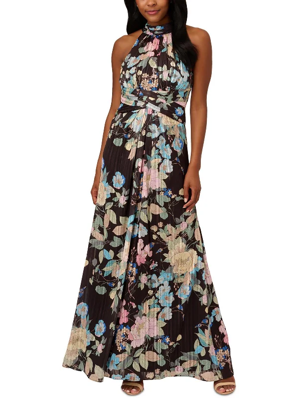 ladies-maxi-dress-short-sleeve-bloom-Womens Chiffon Floral Maxi Dress