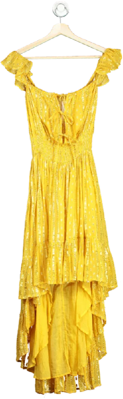 ladies-maxi-dress-caramel-charm-Sundress Yellow Sequin Maxi Dress UK XS/S