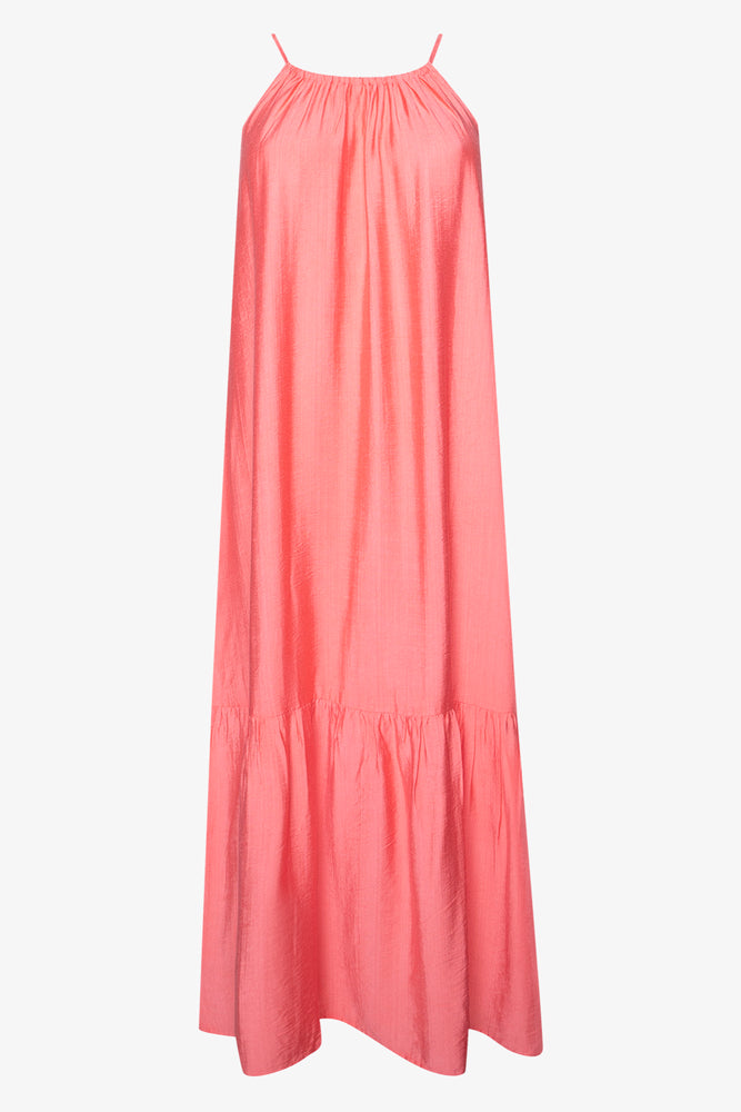 ladies-maxi-dress-sunset-sweep-Halterneck Tiered Maxi Dress Orange