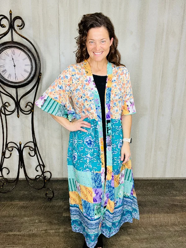 ladies-maxi-dress-black-breeze-Teal & Purple Maxi Kimono