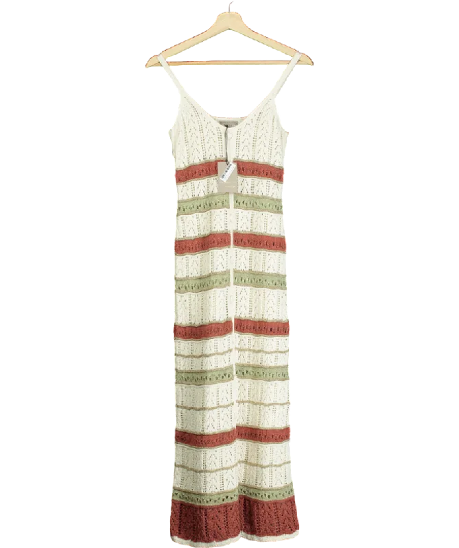 ladies-maxi-dress-statement-sweep-River Island Cream Knit Crochet Maxi Dress UK XS