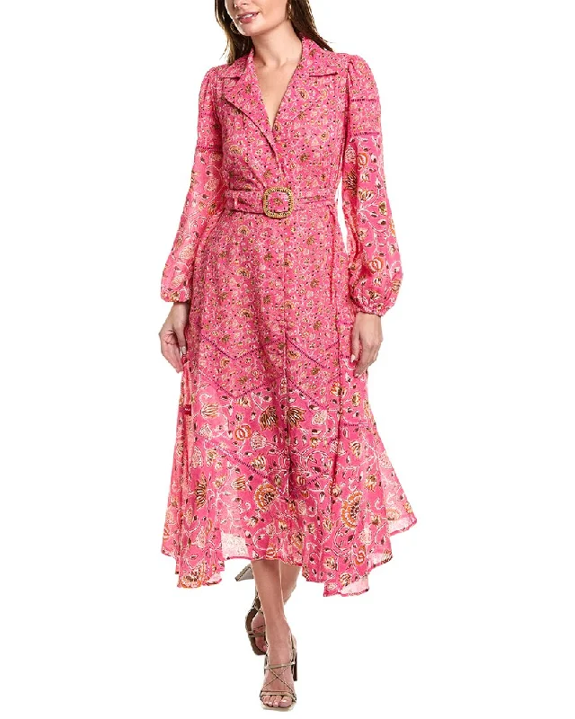 Women's shirt dress bow pop -Hemant & Nandita Belted Shirtdress