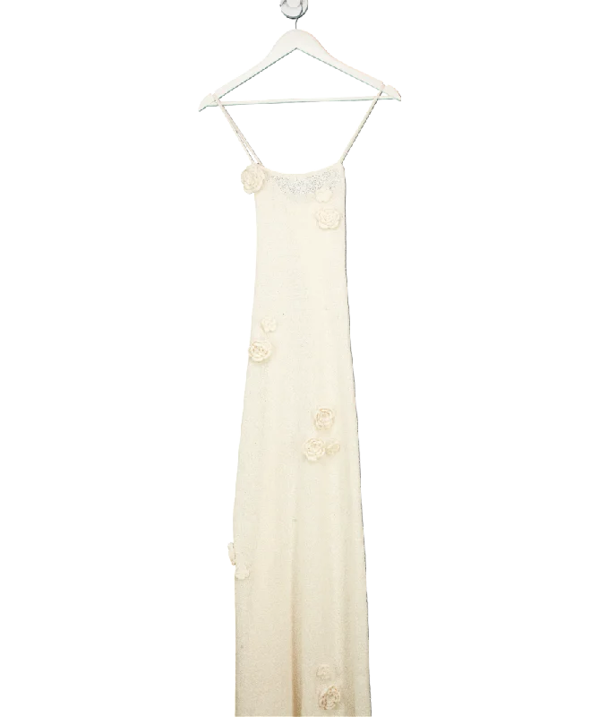 ladies-maxi-dress-insta-illume-4th & Reckless Cream Isla Floral Embellished Knitted Maxi Dress UK 8