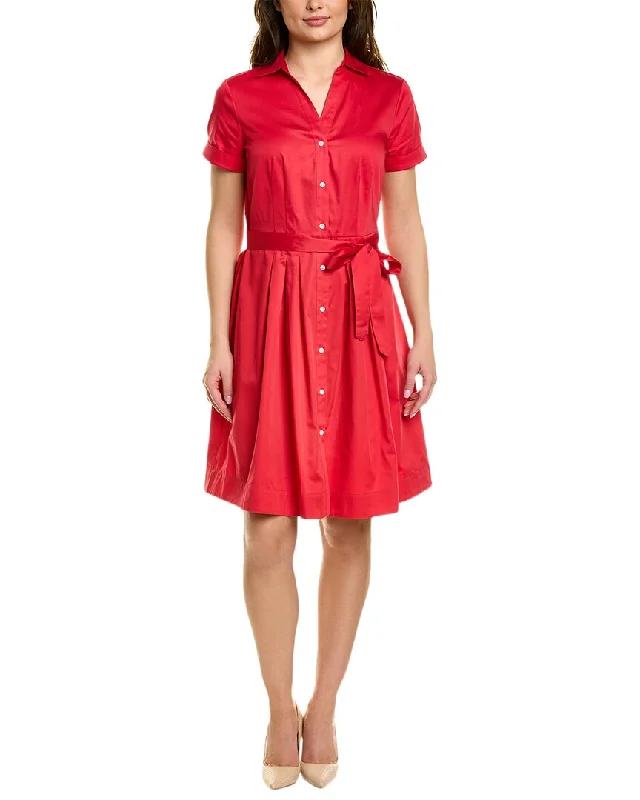 Women's shirt dress yes pop -Brooks Brothers Pleated Shirtdress