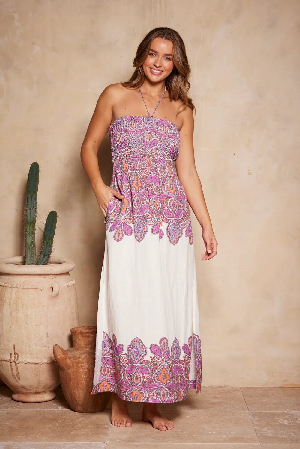 ladies-maxi-dress-ruffle-ripple-Juliette Rosella Maxi Dress - Boysenberry Floral