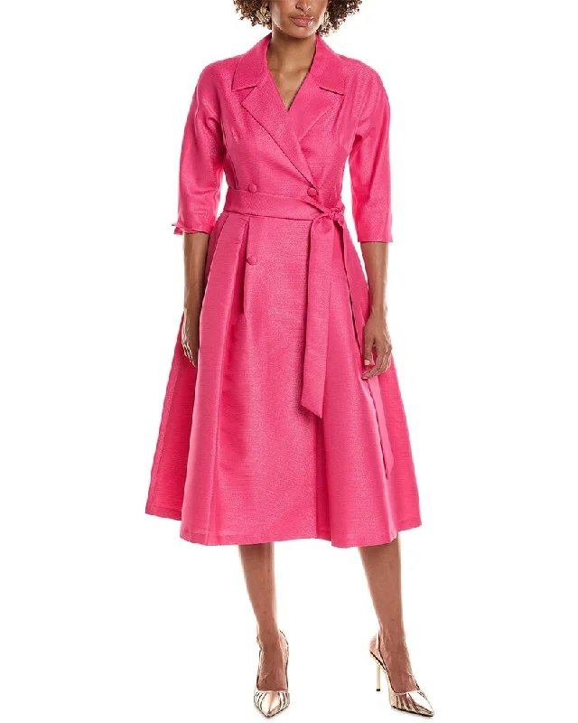 Women's shirt dress path pop -Teri Jon by Rickie Freeman Metallic Jacquard 3/4-Sleeve Shirtdress