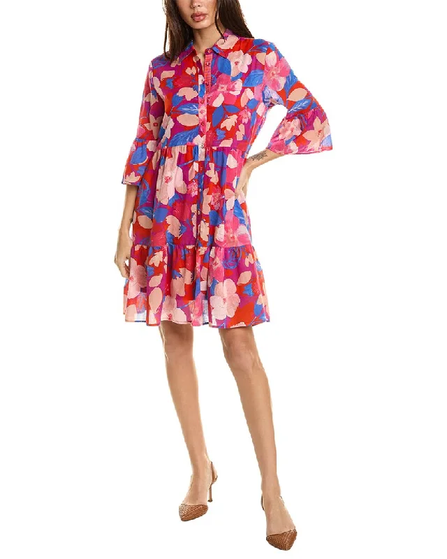 Women's shirt dress flex pop -Johnny Was Giverney Gardens Ruffle Sleeve Shirtdress