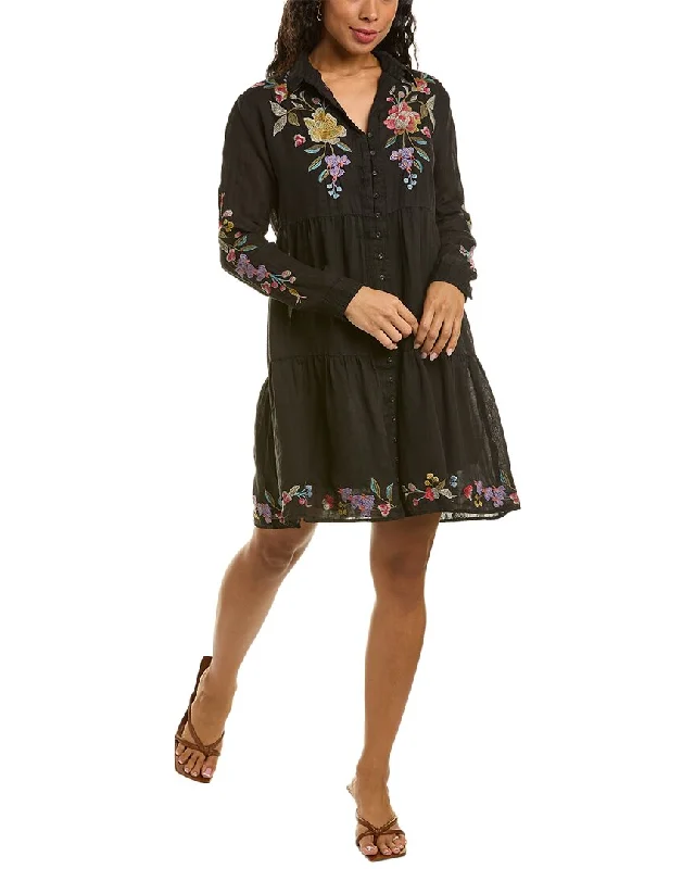 Women's shirt dress lax pop -Johnny Was Petunia Tiered Shirtdress