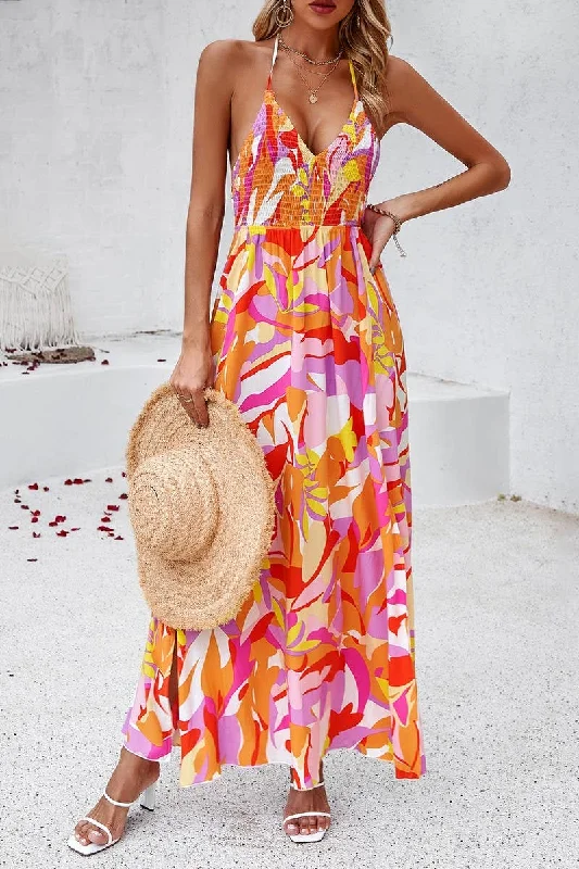 ladies-maxi-dress-sophisticated-sway-CASUAL HOLIDAY PRINT HALTER MAXI DRESS_CWDMD1123