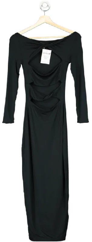 ladies-maxi-dress-subtle-sweep-SER.O.YA Black Cutout Maxi Dress UK XS