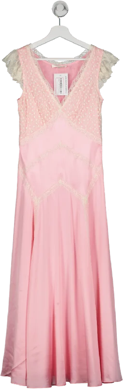 ladies-maxi-dress-brunch-breeze-Love Shack Fancy Pink Provencia Silk Maxi Dress UK 4