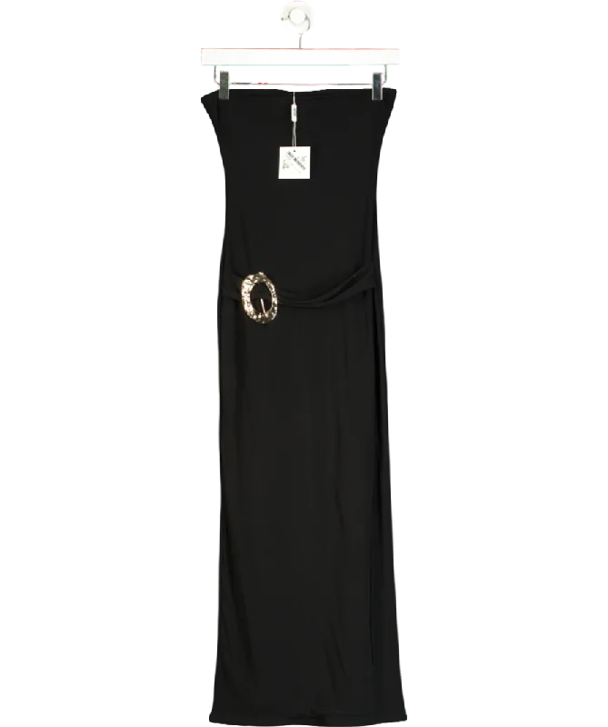 ladies-maxi-dress-pleated-prance-Public Desire Belt Detail Bandeau Tubular Maxi Dress Black UK 8