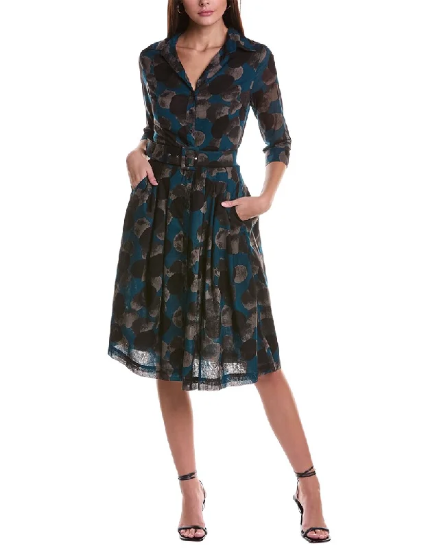 Women's shirt dress bead flair -Samantha Sung Audrey 3 Silk Shirtdress