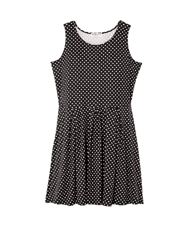 Women's flare dress flowy -Aurora Sleeveless Fit and Flare Dress | Black / Ivory