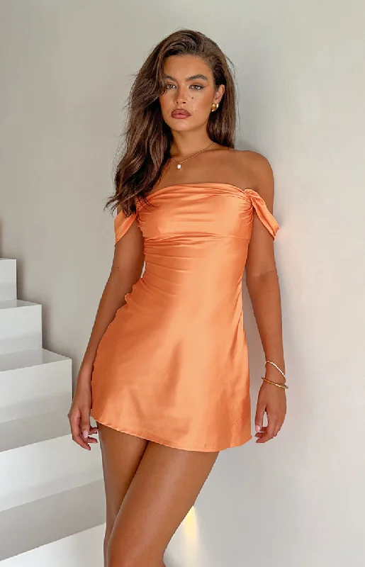 ladies-mini-dress-opal-oomph-Zoella Orange Off The Shoulder Mini Dress